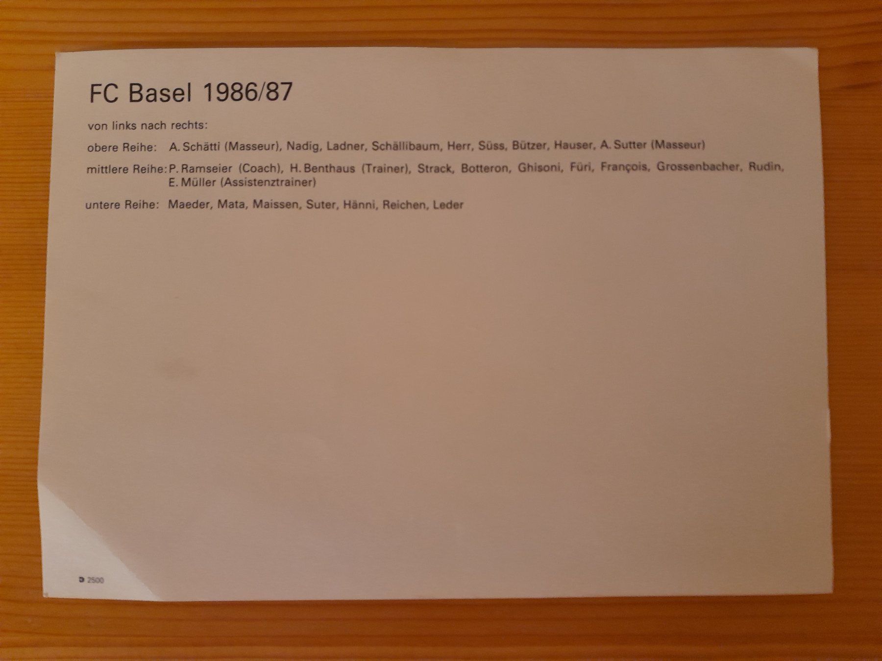 Foto & Immagini: FC Basel 1986/87 Mannschaftskarte – Usato da binningen venduto da bergen00 1