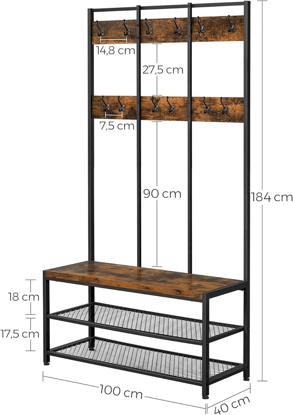 Guardaroba: VASAGLE Garderobenständer 100x40x184cm – Nuovo e nell'imballaggio originale da Bottighofen venduto da zaap 3