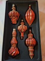 neu: 5 Christbaumschmuck Anhänger Glas rot gold 