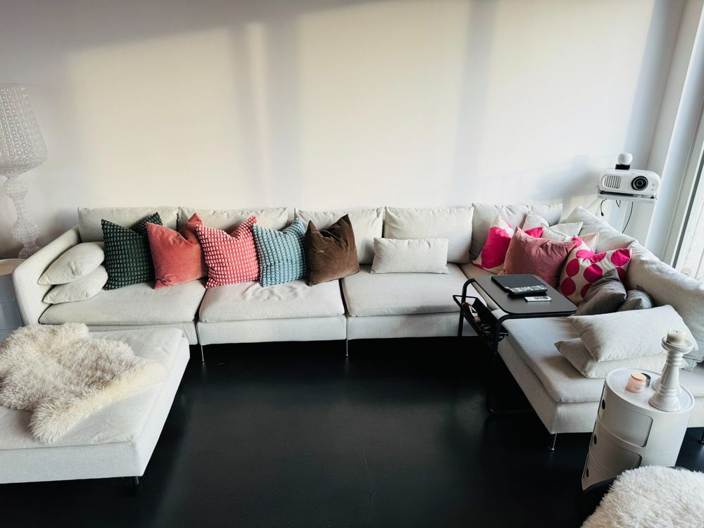 Ikea SÖDERHAMN Variabel Sofa beige inkl. Hocker und Kissen Kaufen auf Ricardo