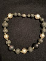 Lava Stein Perlenkette, Vintage Hals Schmuck, Top Zustand! (