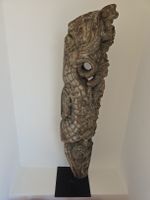Large carved wood sculpture on stand — Baroque style, ~1m