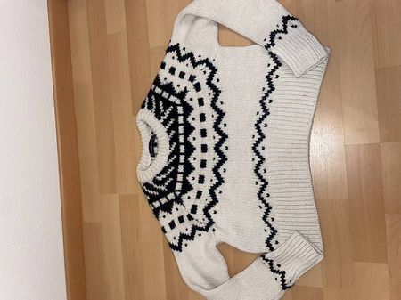 Zara Damenpullover, Winterpullover, Gr. S, beige schwarz