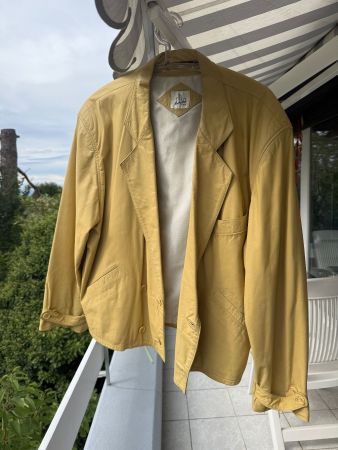 1 A Lederjacke Nappa Manhattan Line Herren Gelb Vintage 80er