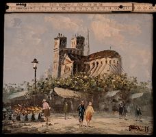 Ölgemälde Frankreich Strassenbild C.Burnett