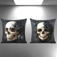 💀🌹 2er Set Kissen – Skull & Rosen Gothic Style ✨