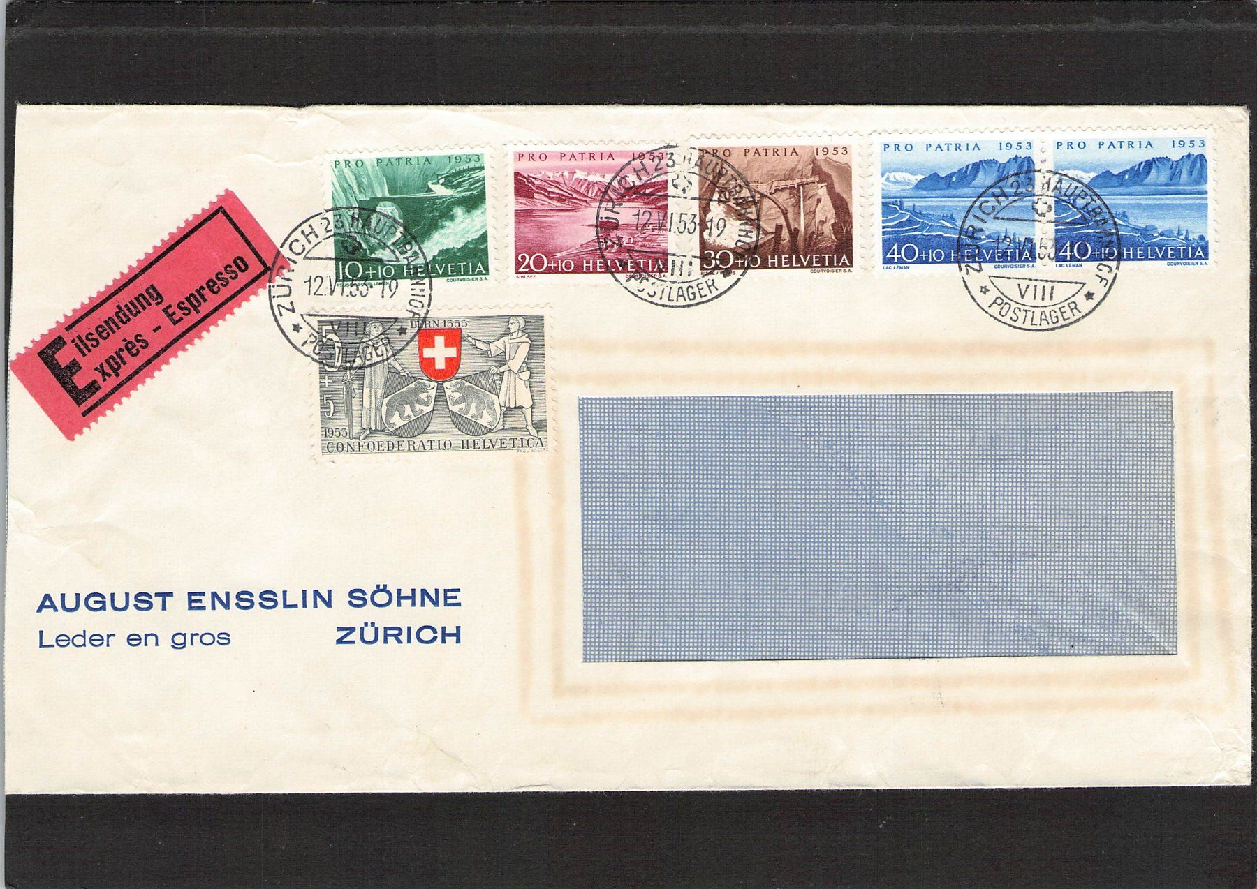 Alle Briefmarken: Pro Patria Satzbrief 12.Vl.1953 , – Gebraucht aus Reichenburg von Pipo-67