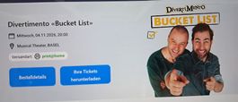 4 Tickets Divertimento "Bucket List" in Basel am 4.11.2026