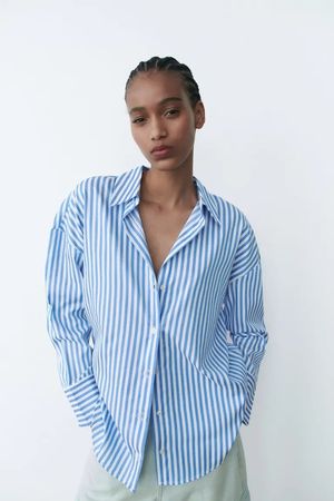⭐️ZARA⭐️Classic Poplin Oversized Shirt Gestreiftes Hemd XS