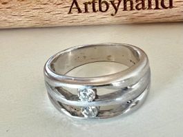 Eleganter Silberring 925+MP  -Zirkonia- modernes Design G 54