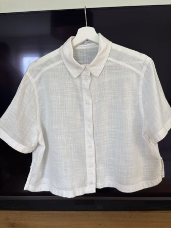 Camicetta bianca corta in lino da donna, taglia M, perfetta 
