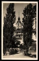 AK Olten, Kirchturm mit Häusern und Brücke