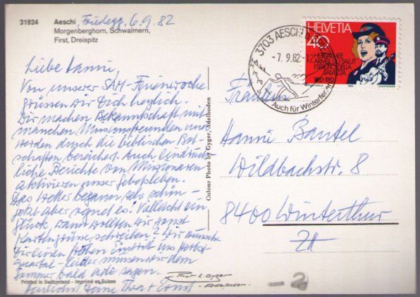Cartoline postali: Aeschi mit Morgenberghorn, Schwalmern, First, Dreispitz – Usato da Binningen venduto da Mountainrider 1