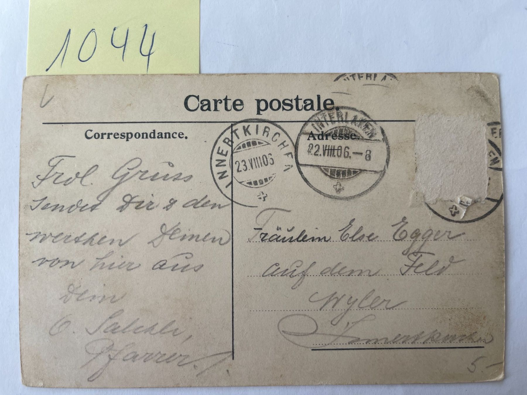 Cartoline postali: alte Ansichtskarte Interlaken Generalansicht, 1906 – Usato da Niederwil AG venduto da dahu75 1