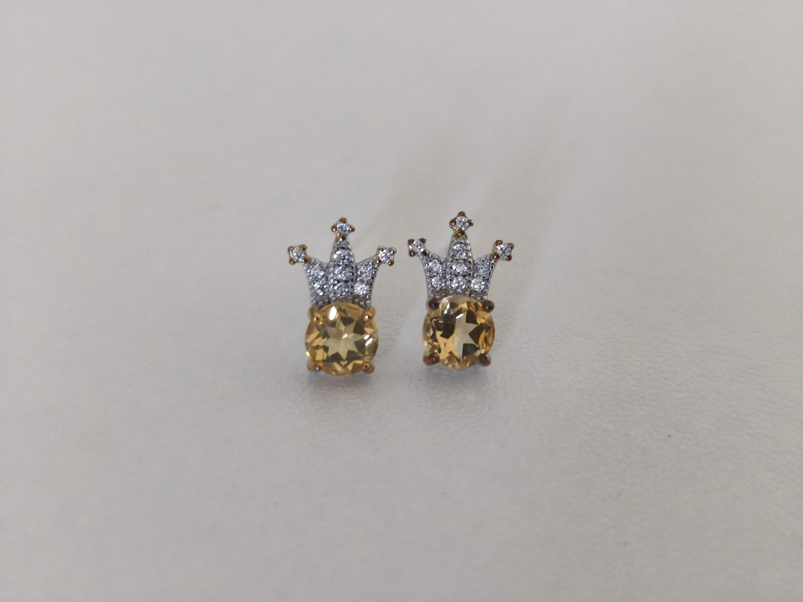 Boucles d'oreille: Ohrstecker Krone echte Citrin 925 Silber – Neuf (Voir description) à St. Gallen par GIULESGG