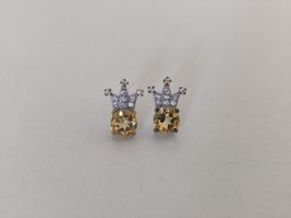Ohrstecker Krone echte Citrin 925 Silber
