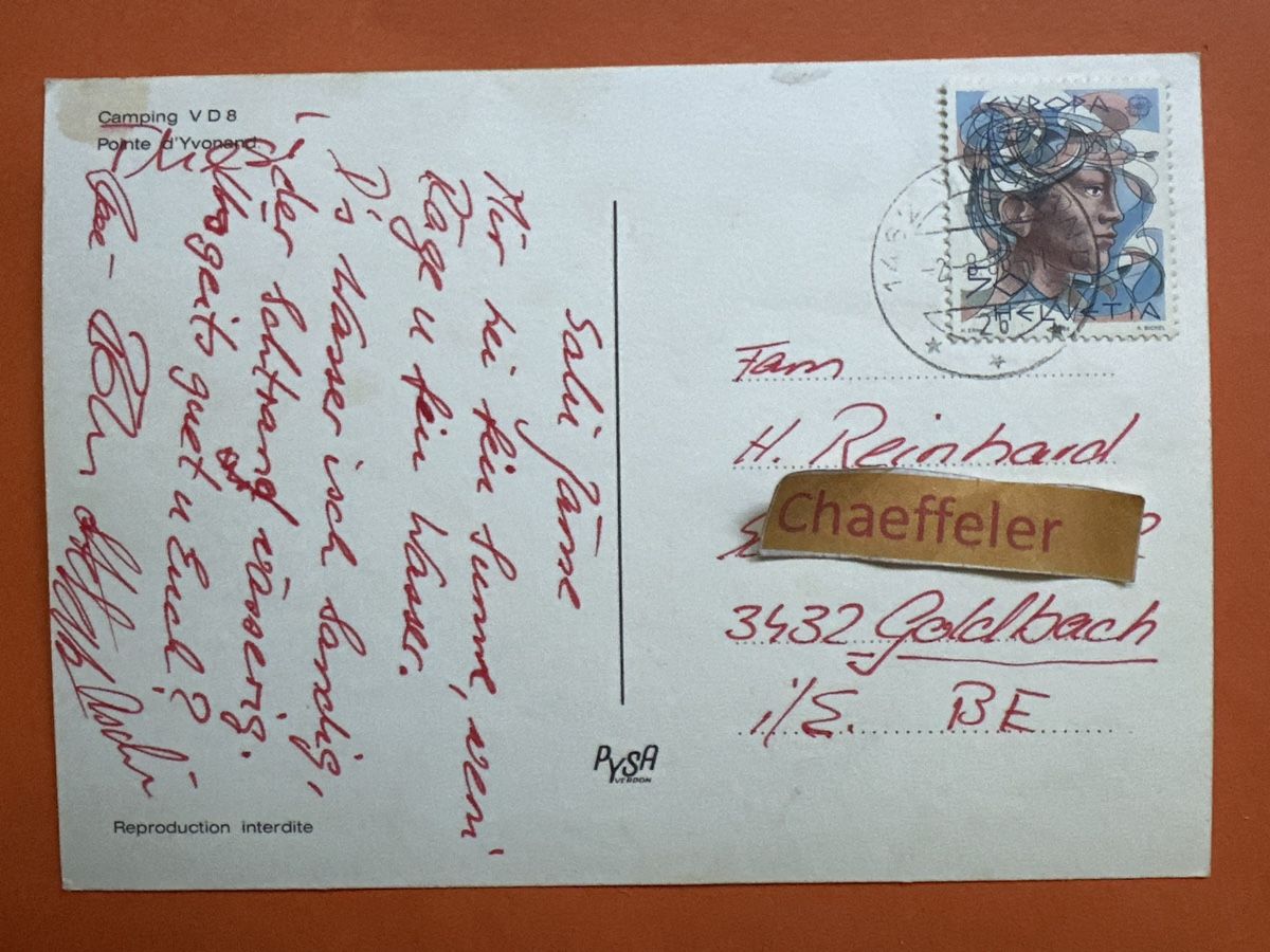 Cartes postales: Camping Plage  VD8 Pointe d‘Yvonand – D'occasion à Zürich par Chaeffeler 1