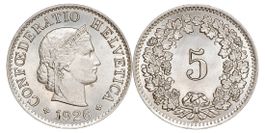 5 Rappen von 1926 (unzirkuliert/Stempelglanz)