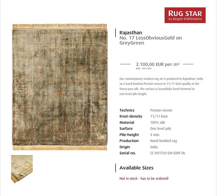 Tappeti: RUGSTAR 100% Seidenteppich – Usato da Zürich venduto da Bluemoooon