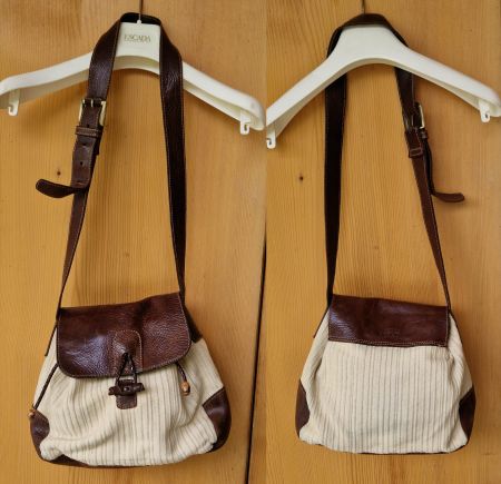 Rar / Speziell: Vintage BALLY Tasche gerippter Stoff & Leder