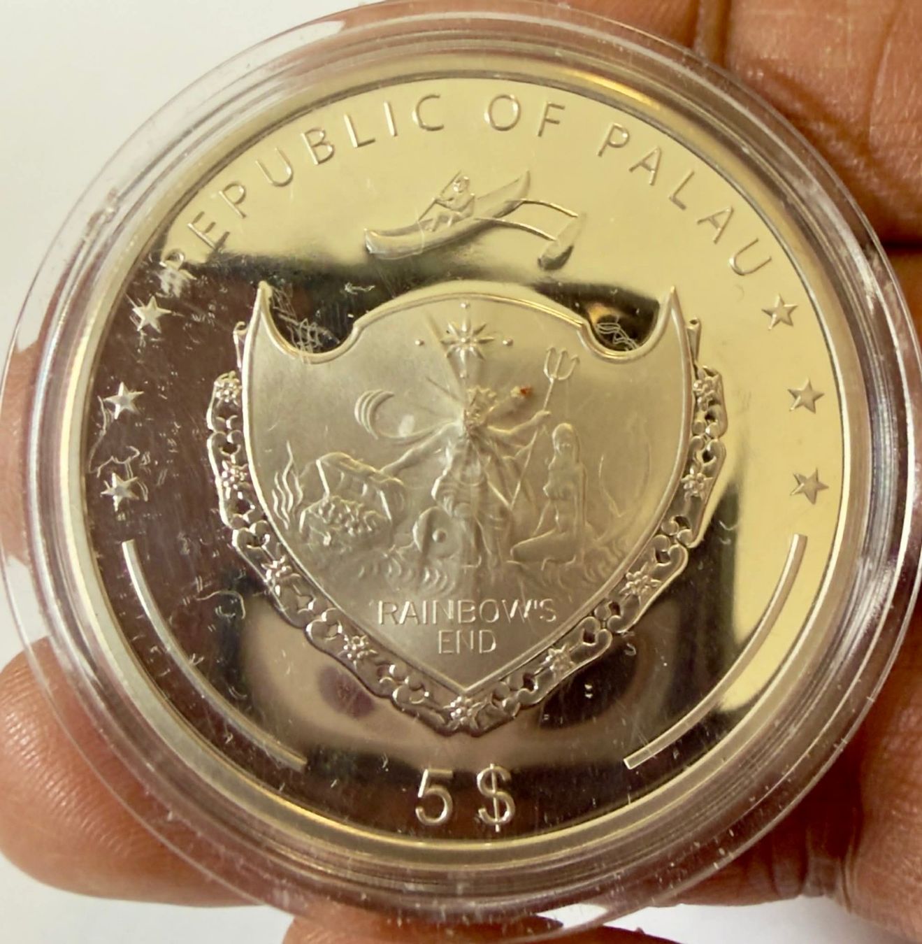 Tutti le monete: Palau 5 Dollars 2007 with capsule UNC Silver coin – Nuovo (secondo la descrizione) da Zürich venduto da Tasmiyah 1