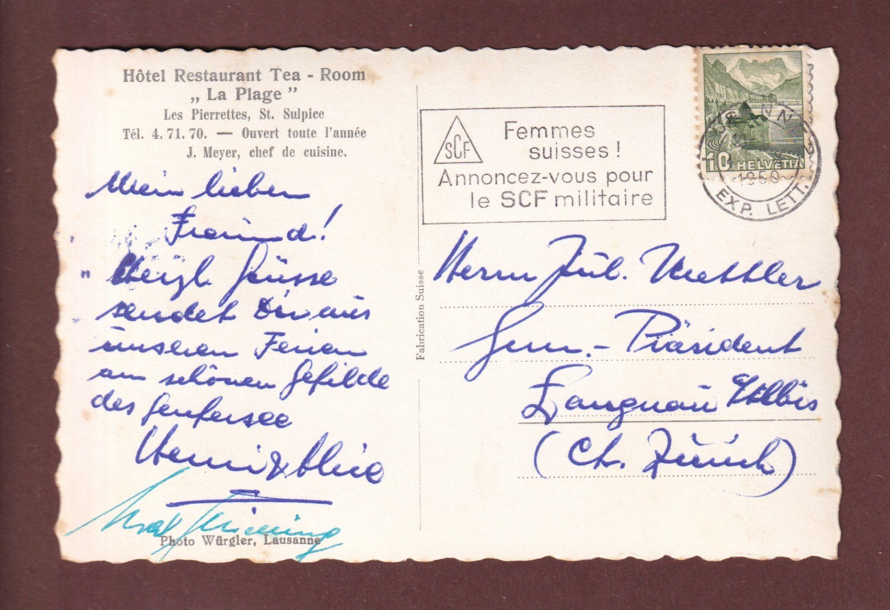 Cartes postales: ST. SULPICE - Les Pierrettes - 1950 – D'occasion à Pully par nicecards-shop 1