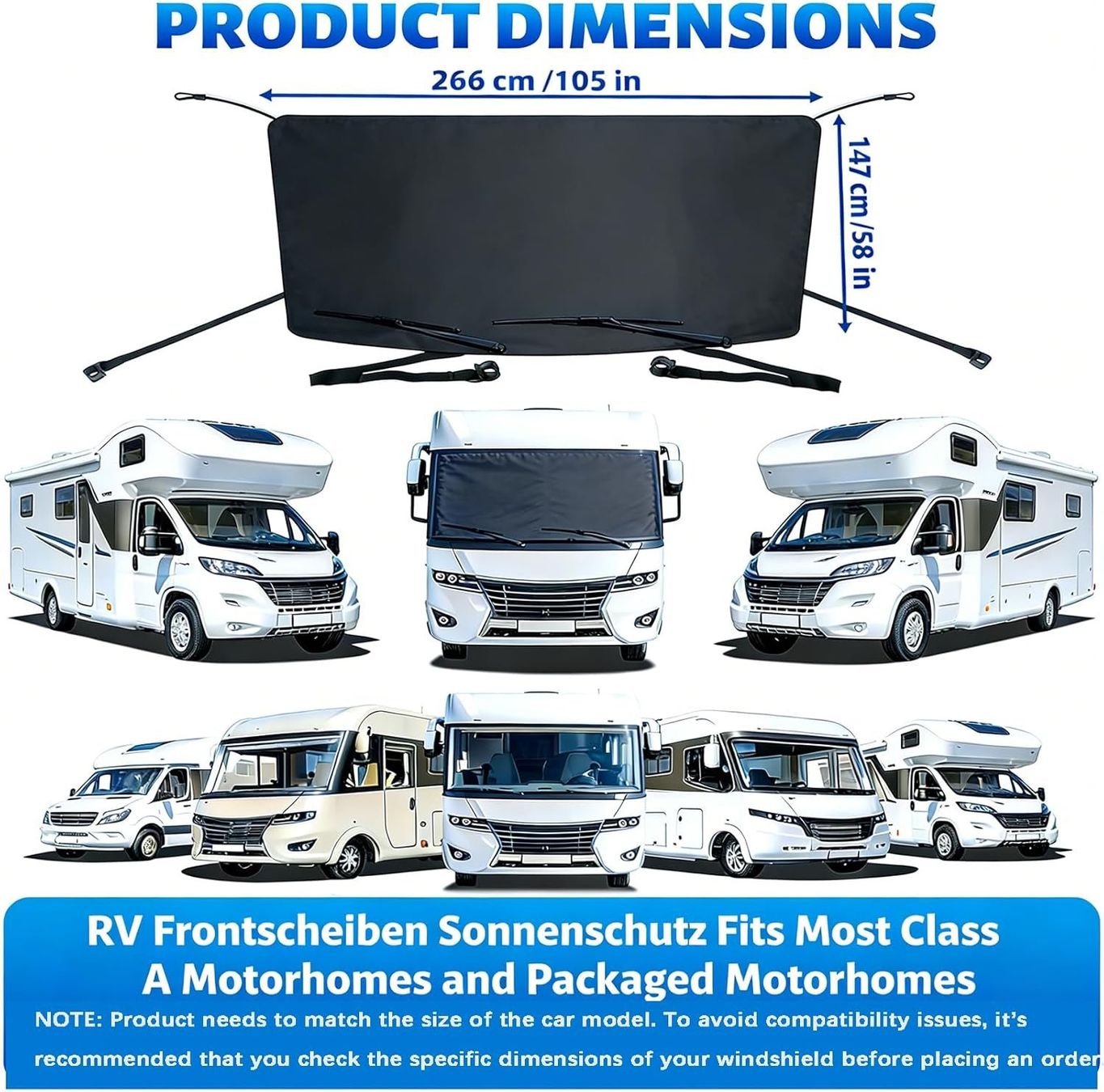 Veicoli da campeggio: Wohnmobil Frontscheibenabdeckung 267x120 cm 600D – Nuovo e nell'imballaggio originale da Suhr venduto da SchnapperCH 4