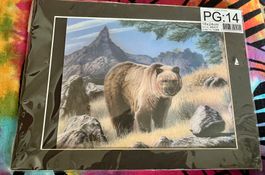 Bär mit Berg - 3D Bild zum aufhängen . Neu ! 18 x 24 cm