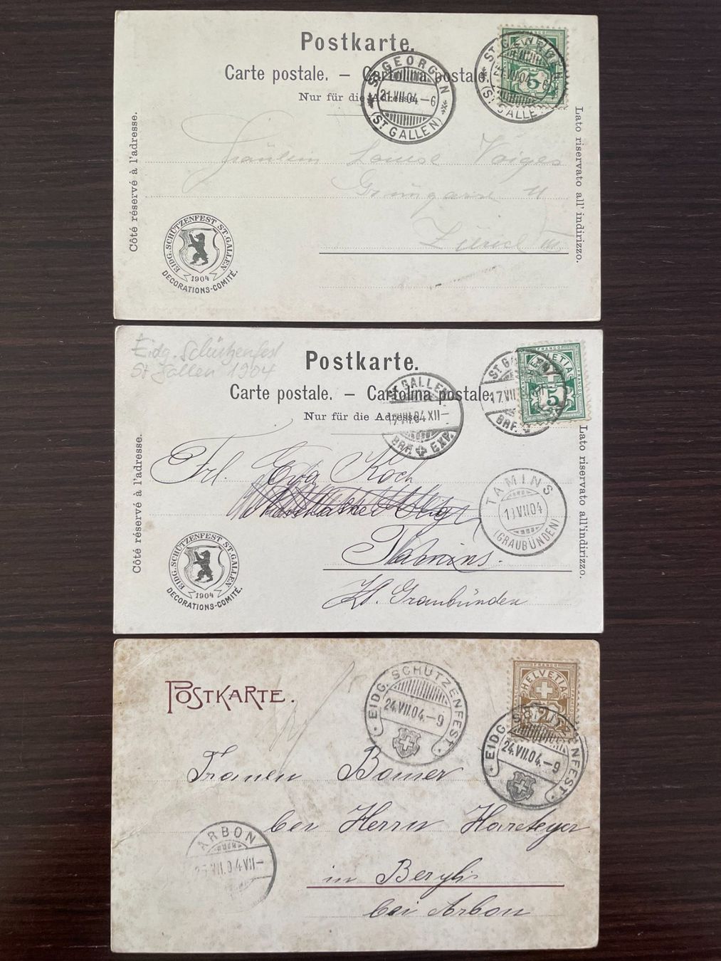 Ansichtskarten: ST. GALLEN Eidg. Schützenfest 1904, 9 Ansichtskarten – Gebraucht aus Wald ZH von TLILEF 6