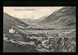 AK Andermatt, Ortsansicht mit Hospenthal