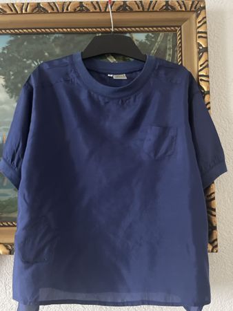 Seiden-NexstBluse Gereinigt,GrL Dunkelblau,-Musst(K6ID130)