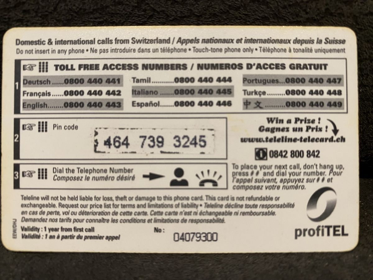 Cartes de téléphone: Teleline – D'occasion à Lausanne par babacard10 1