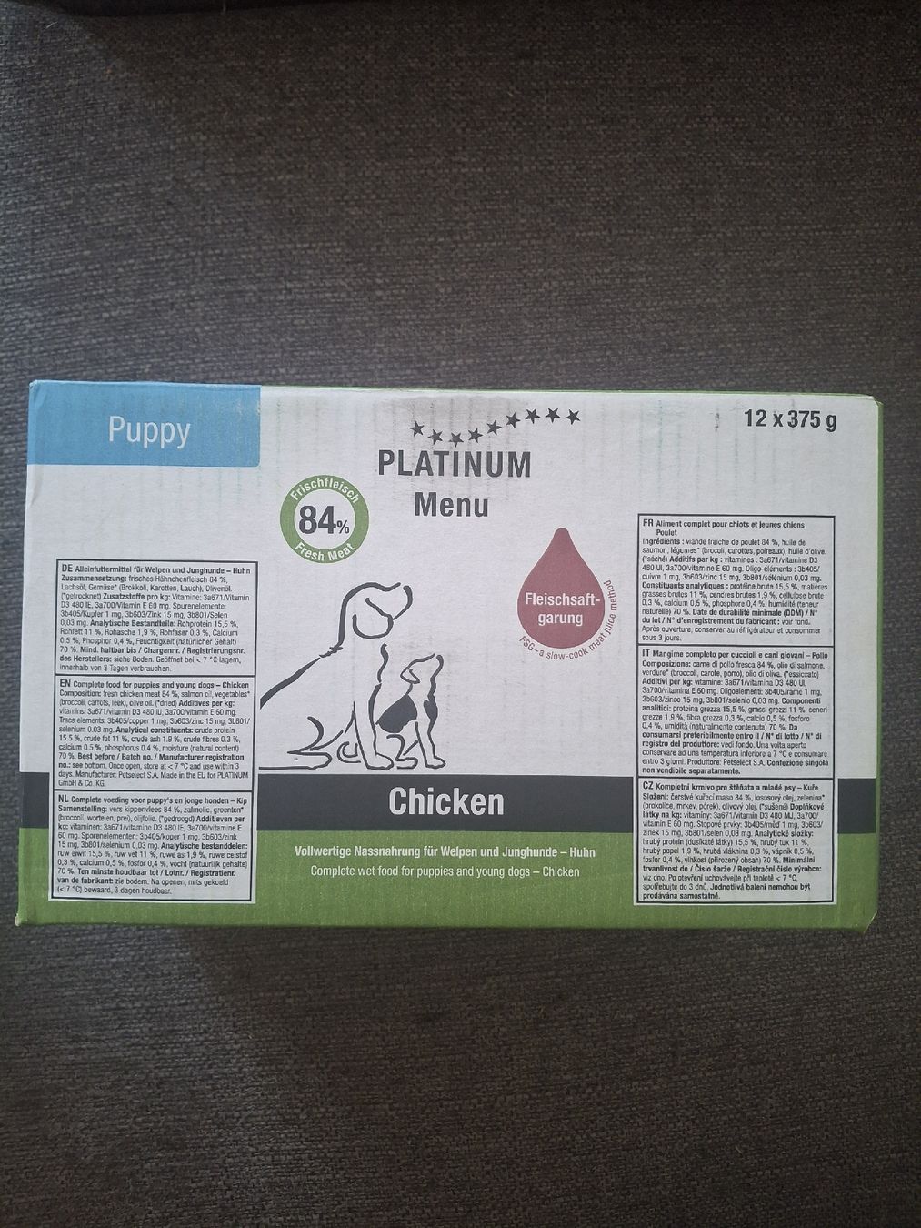 Mangimi: PLATINUM MENU Puppy Chicken Nassfutter 14x375g – Nuovo e nell'imballaggio originale da Langenthal venduto da Coopkiste 1