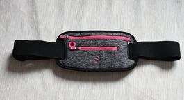 Sportbauchtasche 2 Fächer, grau-pink