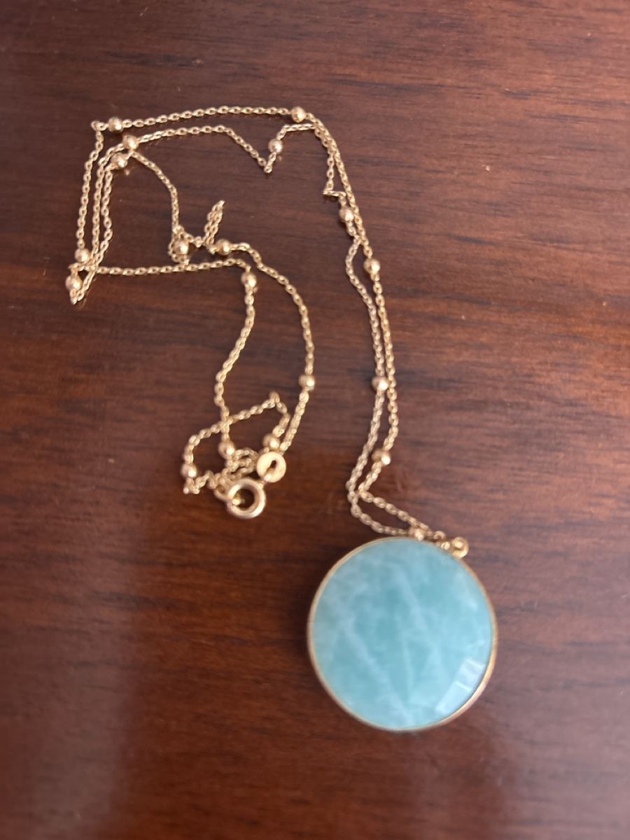 Catenine: Halskette mit rundem hellblauem Stein goldfarben – Nuovo (secondo la descrizione) da Pratteln venduto da sab_whk9