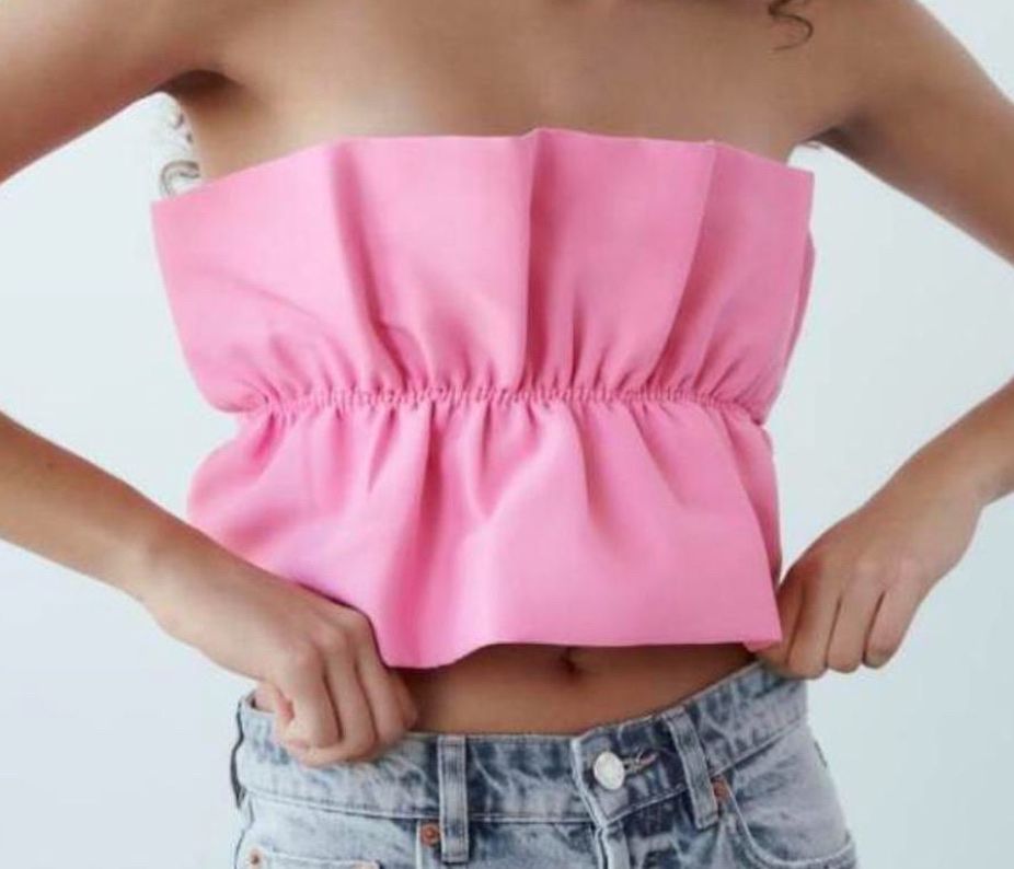 Zara Top: Zara Pink Ruffle Tube Top – Nuovo e nell'imballaggio originale da Basel venduto da 1moonstar 1