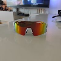 Fahrrad Sport Brille UV 400 weiss/rot