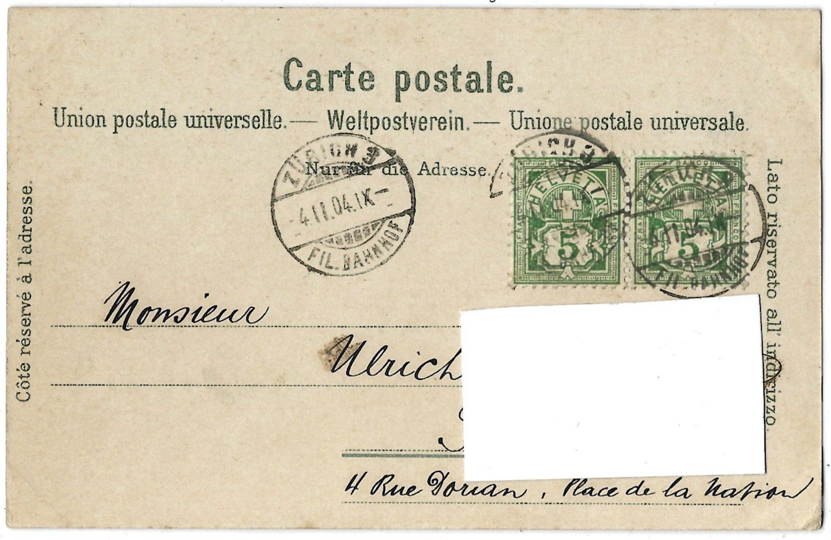 Cartoline postali: Zürich  vom  Polytechnikum – Usato da Bütschwil venduto da Jackson1A 1