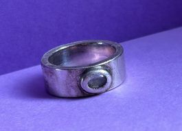 Silberring Unikat Handarbeit mit Stein Gr. 58