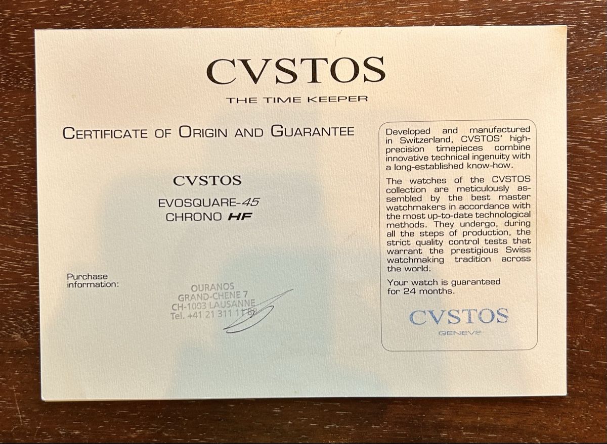 Orologi: Cvstos Evosquare-45 chrono HF – Usato da Châtillon FR venduto da xwillow 5