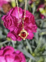 Roter Saphir Charm Anhänger 925 Silber vergoldet