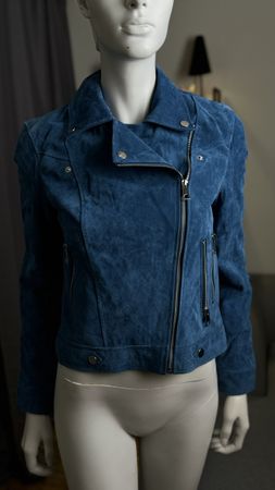 Vero Moda Leder-Bikerjacke, Blau, Größe M, Stylisch!
