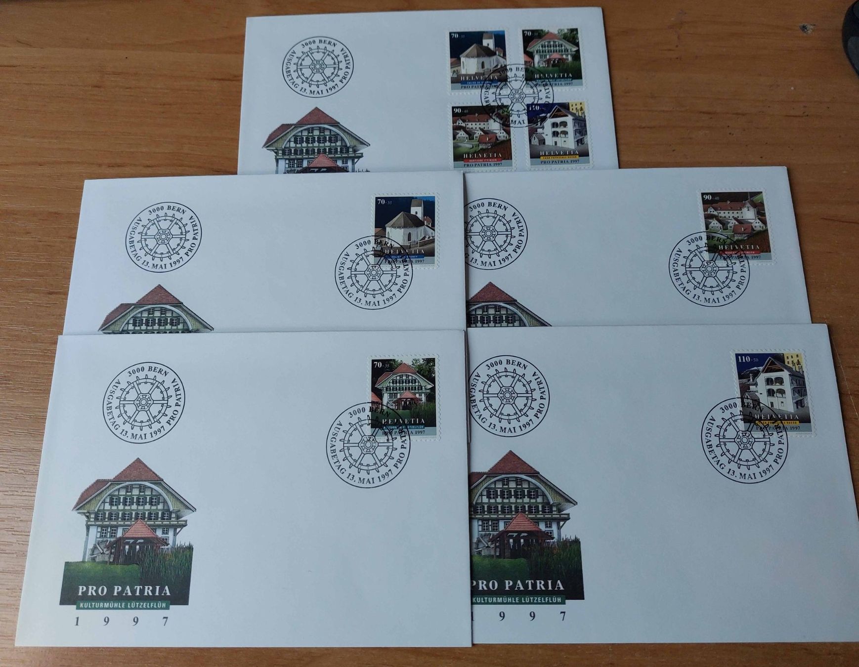 Tutti i francobolli: FP1997 - 5 FDC Pro Patria 1997 – Usato da Trélex venduto da Phil_Albert