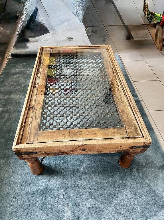 Tavoli: Vends table basse bois exotique et fer forgé – Usato da Lavigny venduto da fdo01