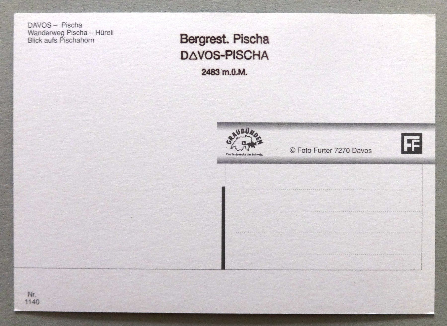 Cartes postales: Pischa - Davos – D'occasion à Fétigny par Billy2miny 1