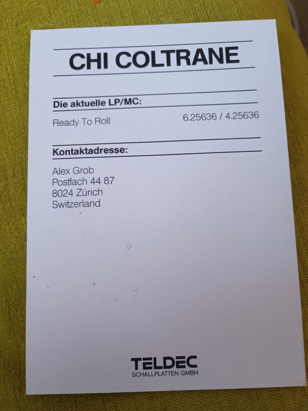 Autografi: Chi Coltrane - handsignierte alte Autogrammkarte – Usato da Menziken venduto da Artographs 1