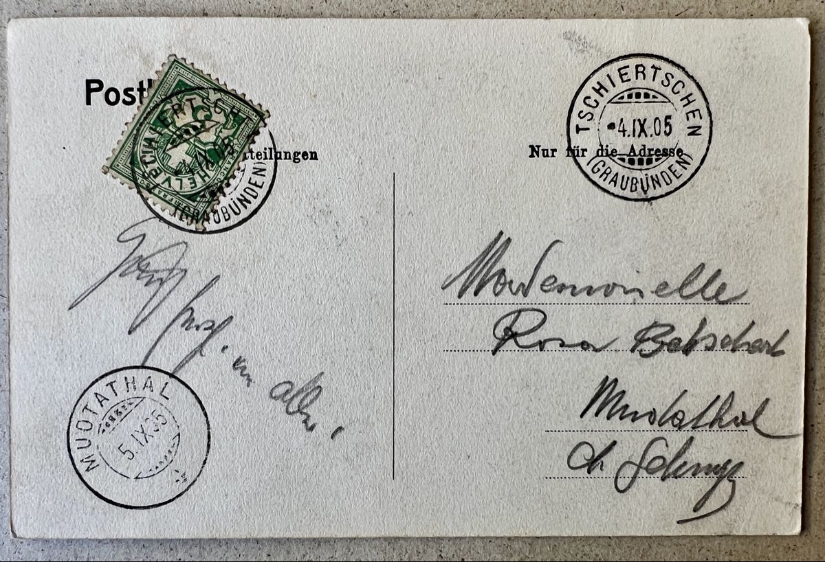 Cartoline postali: Alte AK Tschieetschen GR mit Calanda.1905 – Usato da Muotathal venduto da OttoK01 1