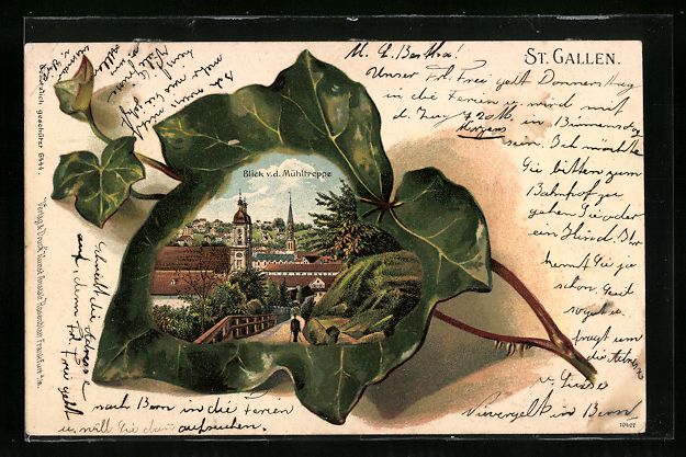 Cartes postales: Litho St. Gallen, Blick von der Mühltre – D'occasion à Berlin par bartko-reher
