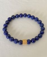 Männer Edelstein Armband Lapislazuli mit Edelstahl auf Mass