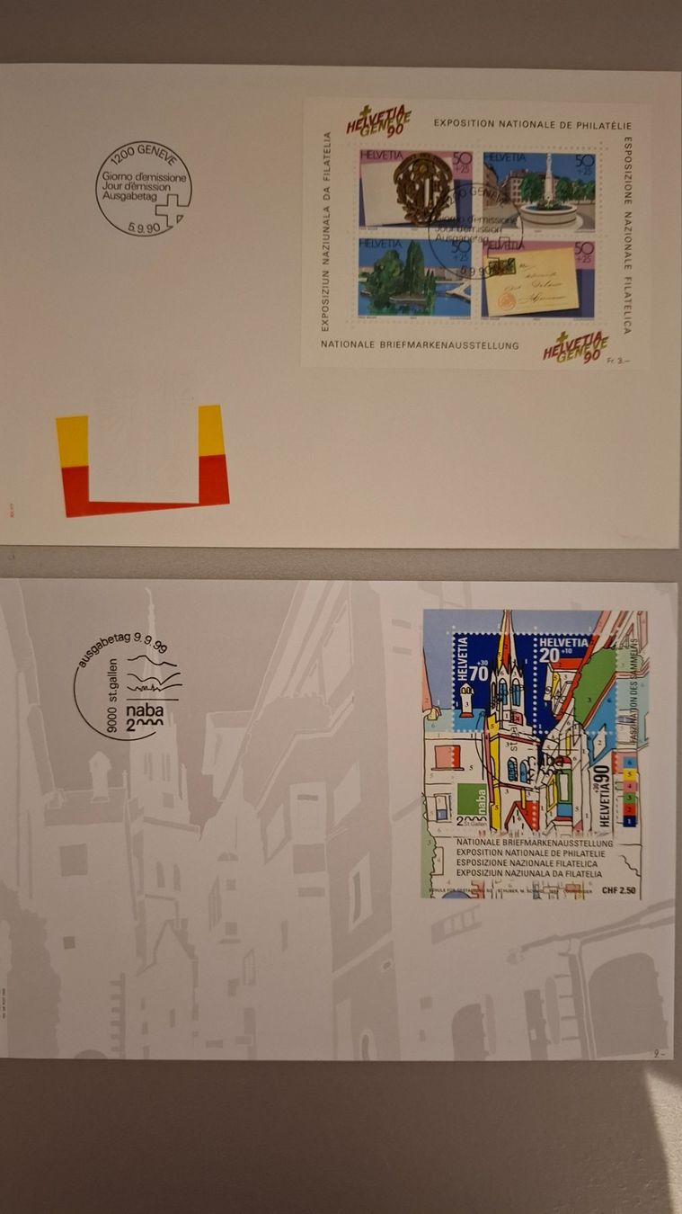 Tutti i francobolli: 2x Ersttagsbriefe FDC Naba 1990 & 1999 – Usato da Steinmaur venduto da profitec01